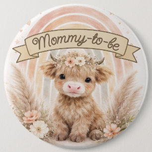 Mummy To Be Boho Rainbow Baby Shower Floral  6 Cm Round Badge