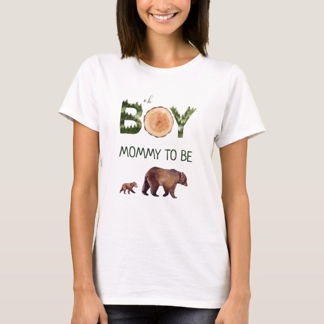 Mummy To Be Boy Bear Baby Shower  T-Shirt (Front)