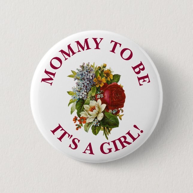 Mummy to be Burgundy Rose Bouquet Baby shower 6 Cm Round Badge (Front)