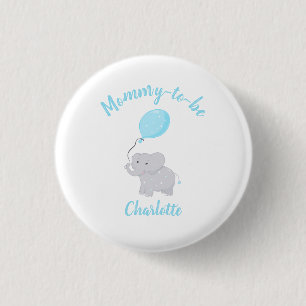  Mummy-to-be   Cute Elephant Baby Shower Boy 3 Cm Round Badge