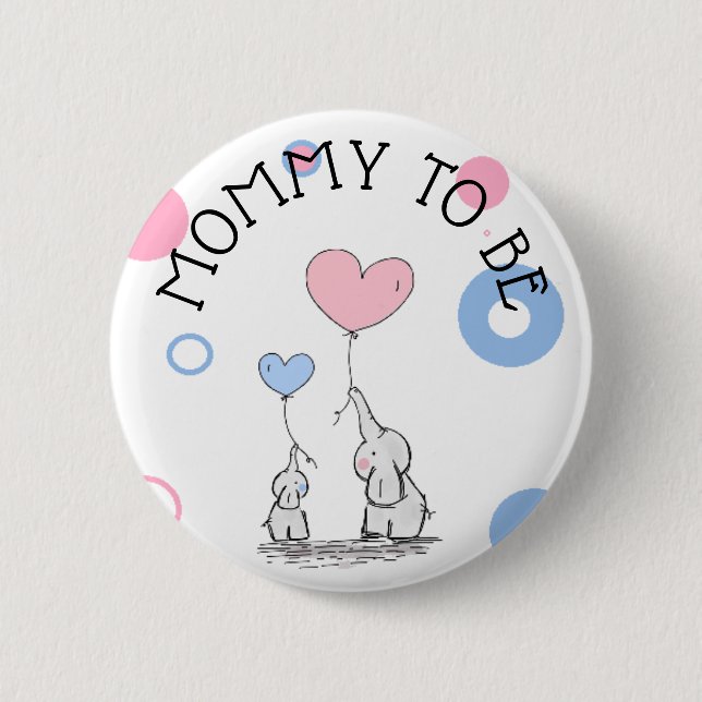 Mummy To Be Elephant Baby Shower Button (Front)