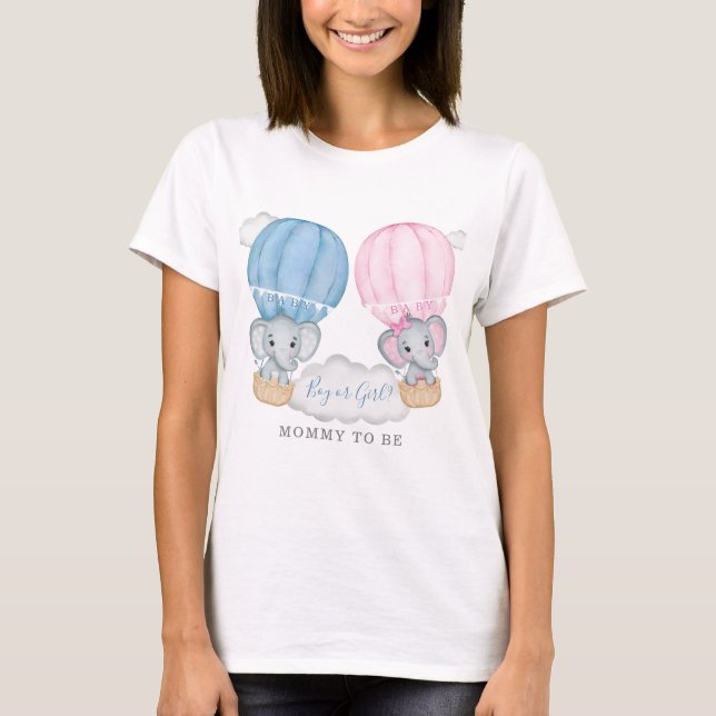 Mummy to Be Elephant Balloon Baby Shower T-Shirt (Front)