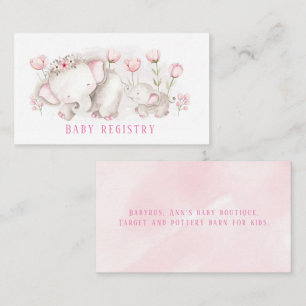 Mummy To Be Elephant Girl Baby Shower Registry Business Card