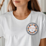 Mummy to Be Fall Halloween Coquette Bows  6 Cm Round Badge<br><div class="desc">Cute and coquettish Halloween colours black,  orange and white bows design with a black and white check background.</div>