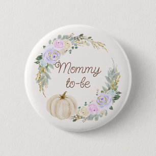 Mummy-to-be Fall Pumpkin Baby Shower 6 Cm Round Badge