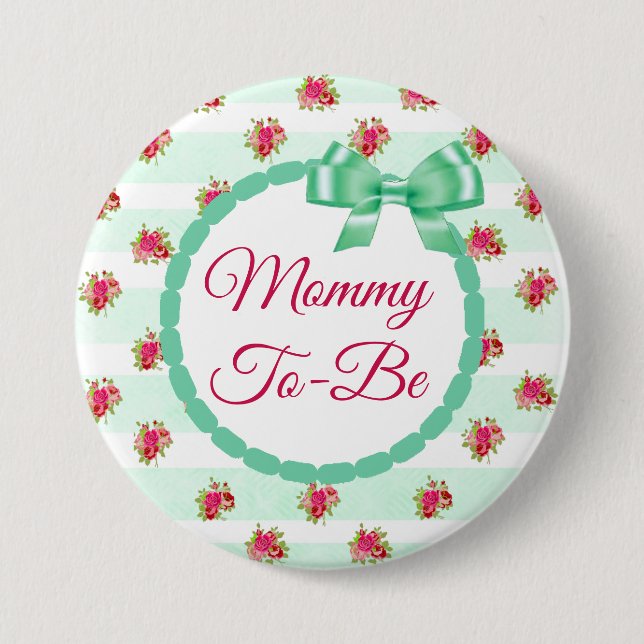 Mummy to be Floral Chic Roses Button (Front)