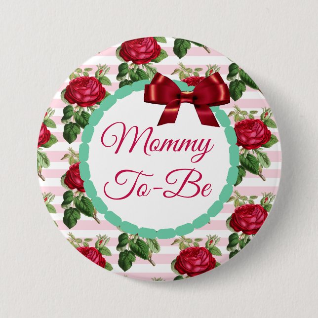 Mummy to be Floral Chic Roses Button (Front)