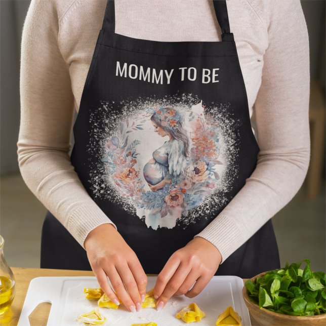 Mummy to Be Floral Watercolor Expecting Mother  Apron (Creator Uploaded)