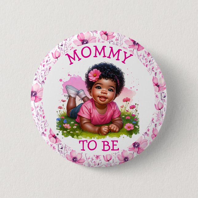 Mummy to be |  Girl's Floral Baby Shower  6 Cm Round Badge (Front)