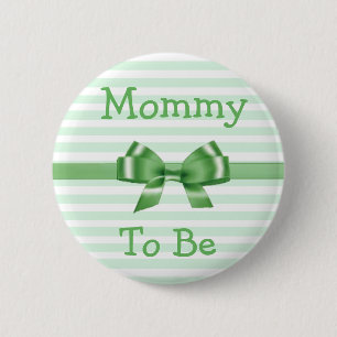Mummy to be Green & White Bow baby shower button