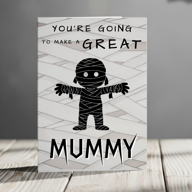 Mummy to Be Halloween Baby Shower Congratulations Card (Mummy congratulations card for Mother to be - Baby shower)