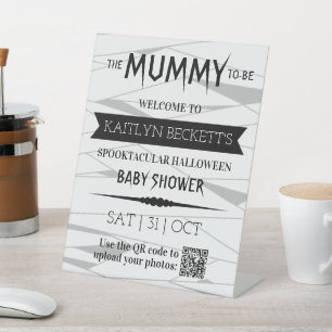 Mummy To Be   Halloween Baby Shower Welcome Pedestal Sign