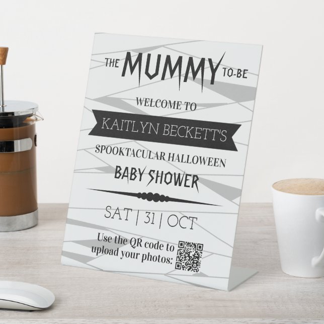 Mummy To Be | Halloween Baby Shower Welcome Pedestal Sign (In SItu)
