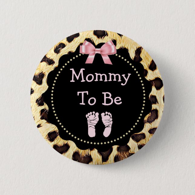 Mummy to be Leopard Print Baby Shower 6 Cm Round Badge (Front)
