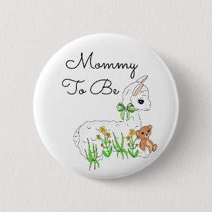 Mummy To Be Llama with Teddy Bear 6 Cm Round Badge
