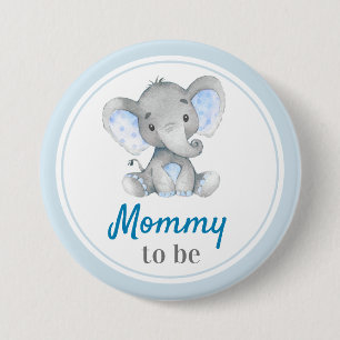 Mummy to be New Mum Baby Boy Shower Elephant Blue 7.5 Cm Round Badge
