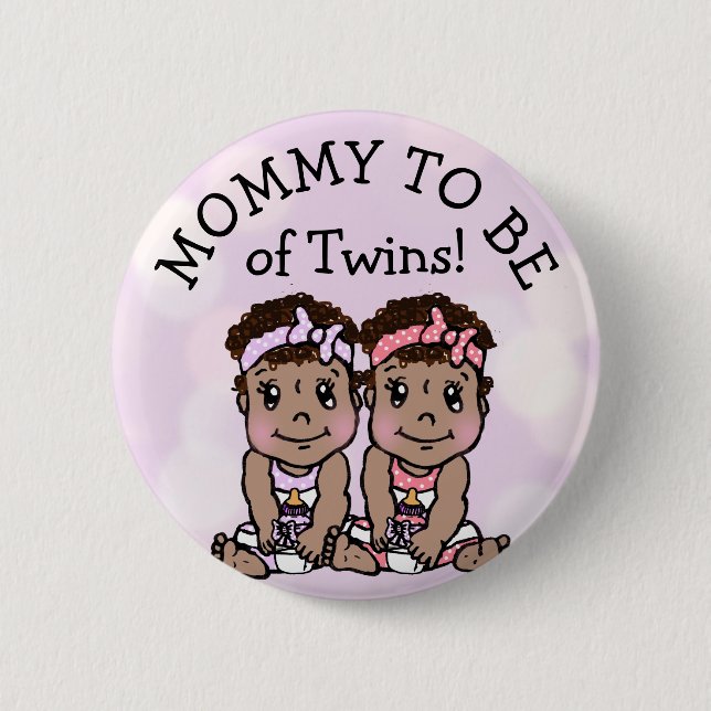 Mummy to be of Twins, Ethnic Baby Shower 6 Cm Round Badge (Front)