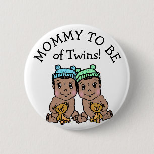 Mummy to be of Twins, Ethnic Baby Shower 6 Cm Round Badge