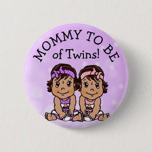Mummy to be of Twins, Hispanic Baby Shower 6 Cm Round Badge