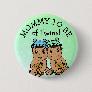 Mummy to be of Twins, Hispanic Baby Shower 6 Cm Round Badge