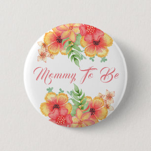 Mummy to be Peach Orange and Coral  Baby shower 6 Cm Round Badge