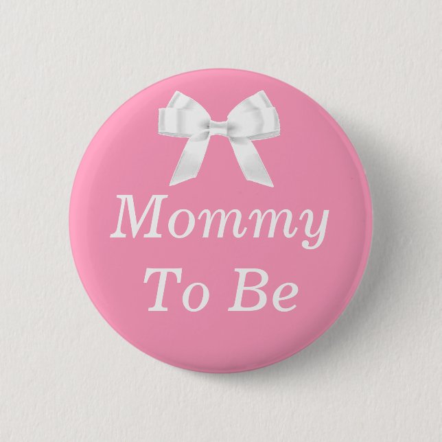 Mummy to Be Pink and White Baby Shower 6 Cm Round Badge (Front)
