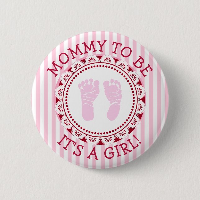 "Mummy To Be" Pink  Baby Shower Button (Front)