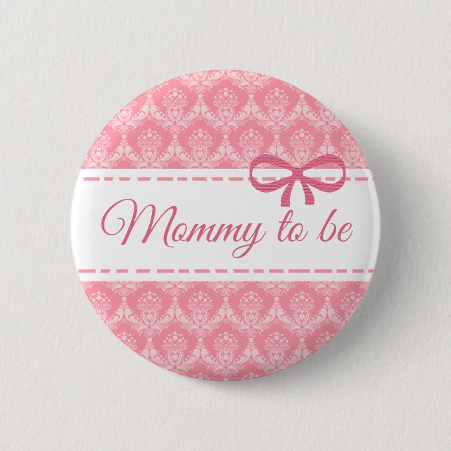 Mummy to be Pink Bow  Baby Shower button (Front)