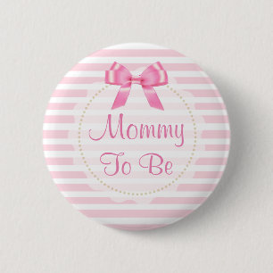 Mummy to be Pink Bow Baby Shower Button