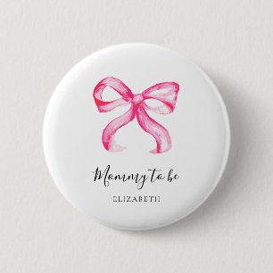Mummy to be Pink Bow Baby Shower Elegant 6 Cm Round Badge