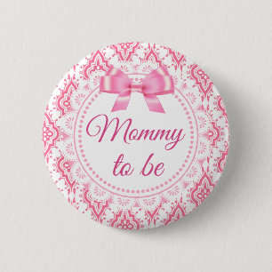 Mummy to be Pink Bow Lacey Baby Shower Button