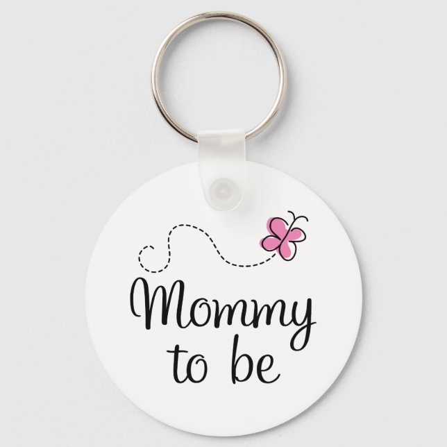 Mummy To Be Pink Butterfly Gift Key Ring (Front)