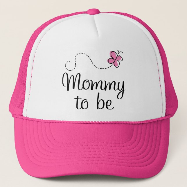 Mummy To Be Pink Butterfly Gift Trucker Hat (Front)