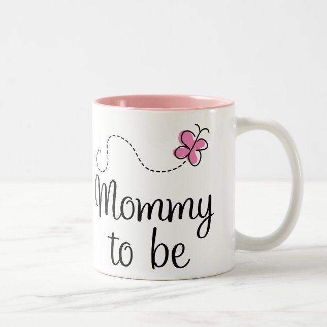 Mummy To Be Pink Butterfly Gift Two-Tone Coffee Mug (Right)