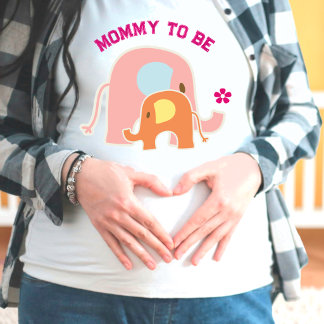 Mummy To Be Pink Elephant with Baby T-Shirt