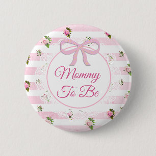 Mummy to be Pink Floral Baby Shower button
