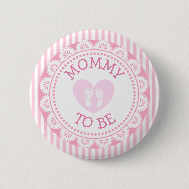 Mummy to Be Pink Heart Baby Shower Button (Front)