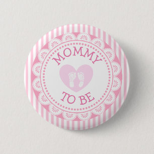 Mummy to Be Pink Heart Baby Shower Button
