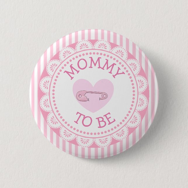 Mummy to Be Pink Heart Baby Shower Button (Front)