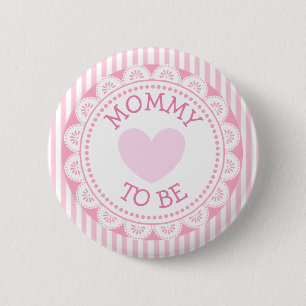 Mummy to Be Pink Heart Baby Shower Button
