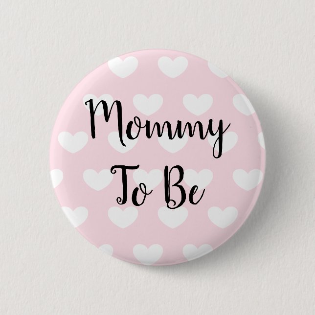 Mummy to be Pink Hearts Baby Shower 6 Cm Round Badge (Front)