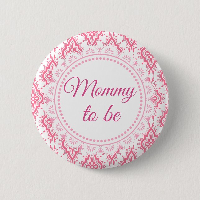 Mummy to be Pink Lacey Baby Shower Button (Front)
