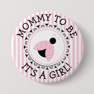 "Mummy To Be" Pink Ladybug Baby Shower Button