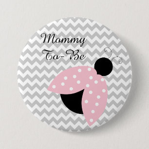 "Mummy To Be" Pink Ladybug Baby Shower Button