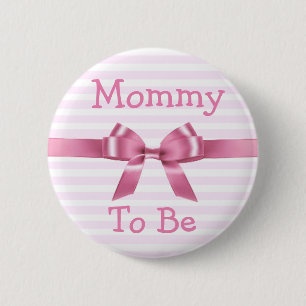 Mummy to be Pink & White baby shower button