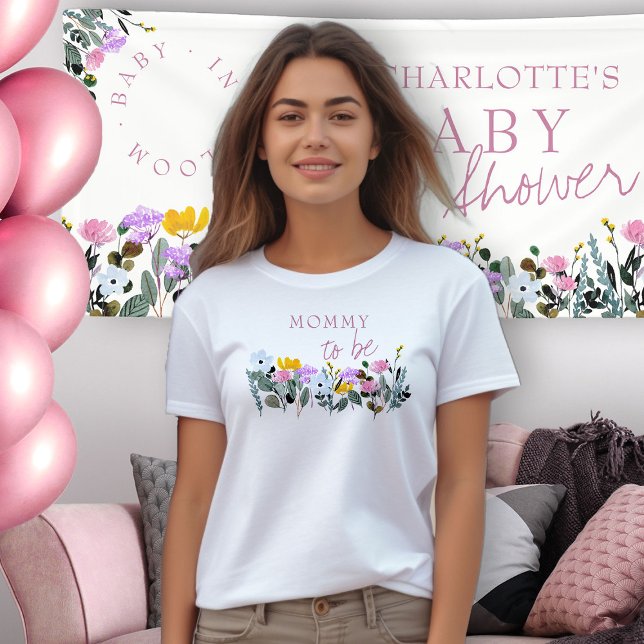 Mummy to be Pretty Wildflower  T-Shirt (Mommy to Be t-shirt from my Wildflower Lawn Baby Shower Collection)