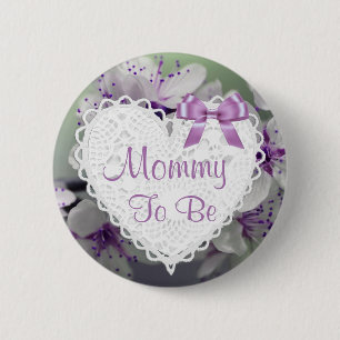 Mummy to be Purple Blossoms Baby Shower Button