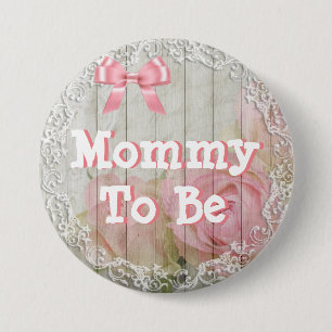 Mummy to be "shabby chic" pink baby shower Button