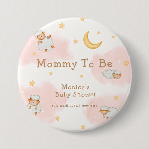 Mummy To Be Sheep Moon Stars Girl Baby Shower 7.5 Cm Round Badge