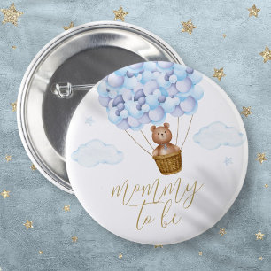 Mummy To Be Teddy Bear Blue Boy Baby Shower 6 Cm Round Badge